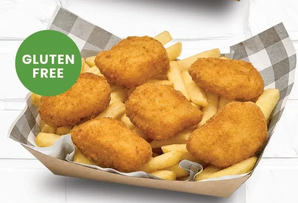Chicken nuggets on hot chips